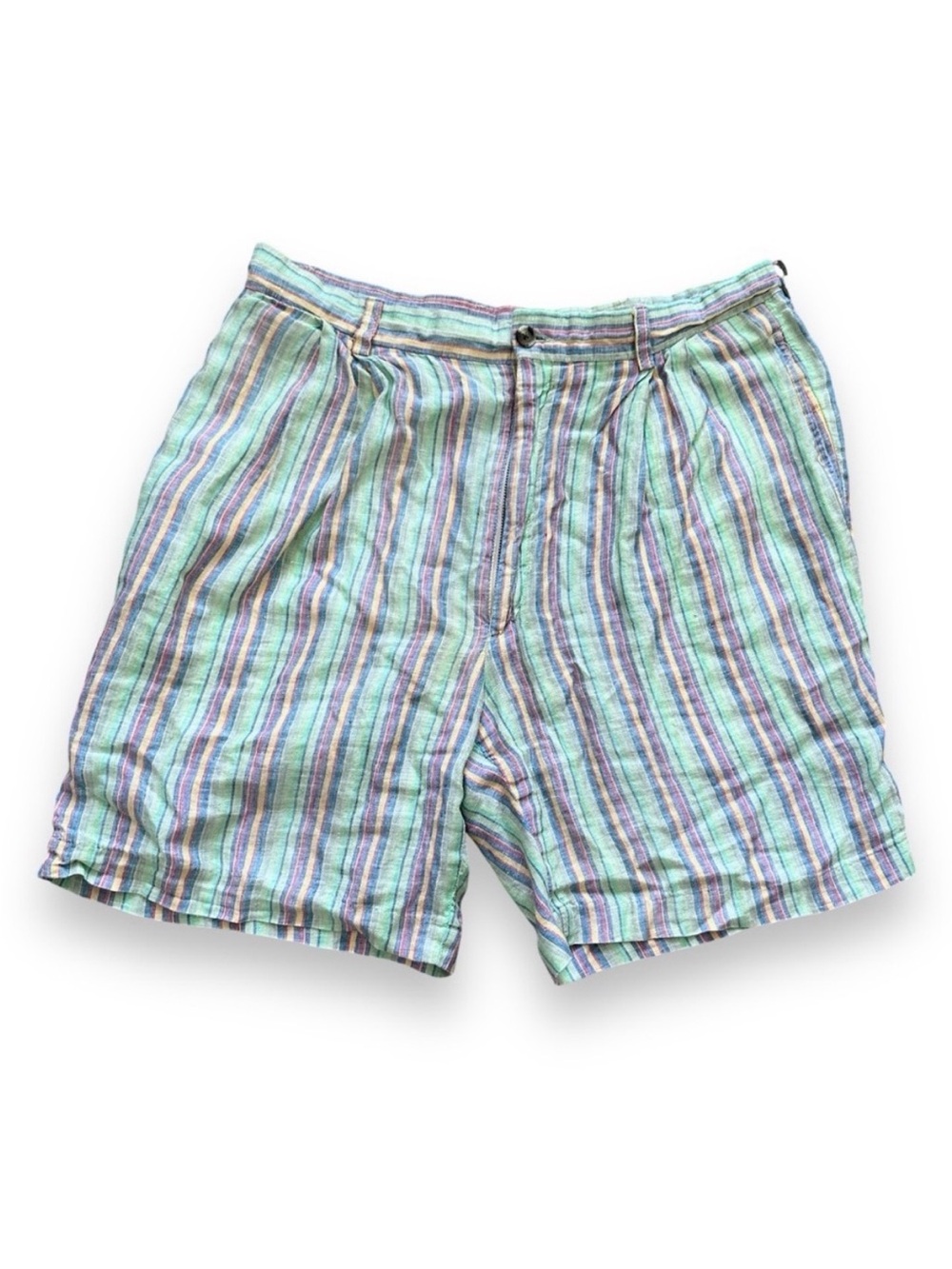 Charleston Khakis Pastel Green Striped Bermuda Shorts Mens Size 34 Preppy Summer